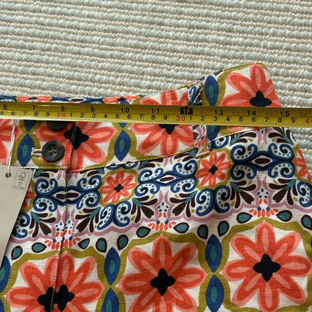 Boden linen pants NWT 8 wide leg trouser Floral Geo Multicolor, gorgeous print - Picture 8 of 14